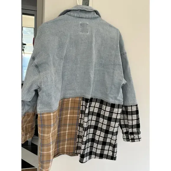 So Goods Vtg Womens Teen XL Denim Patchwork Shaket Distressed Grunge Western - Picture 8 of 9
